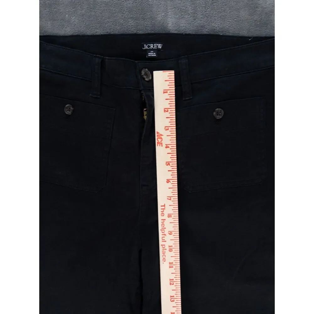 J.Crew Sailor Slim Wide Leg Chino Pants Womens 29 Black Cropped Patch Pockets